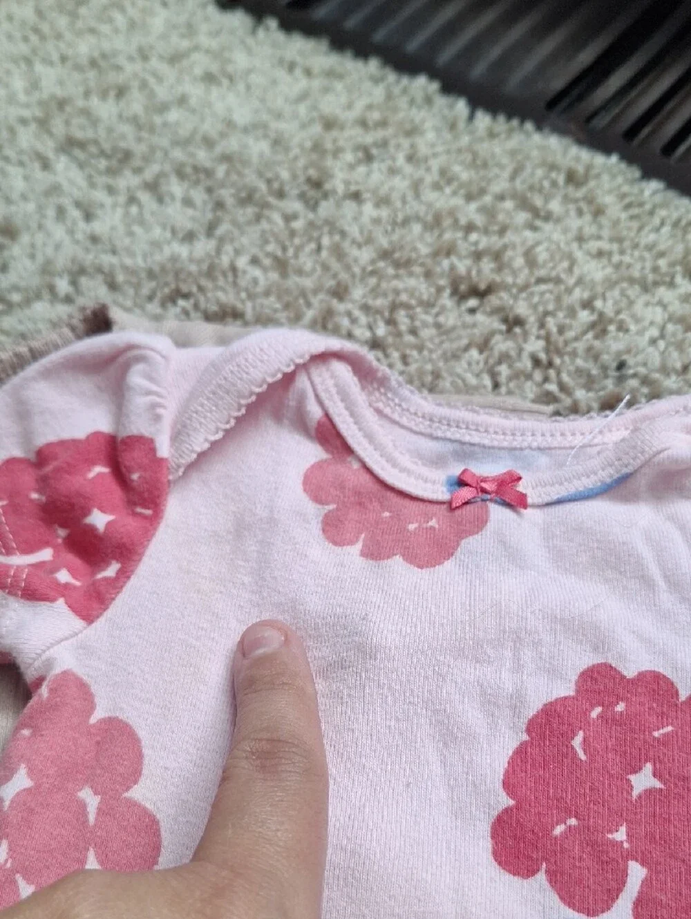 Carter's Pastel Floral & Fruit Short Sleeve Onesie Lot - White, Pink, Yellow- 3M